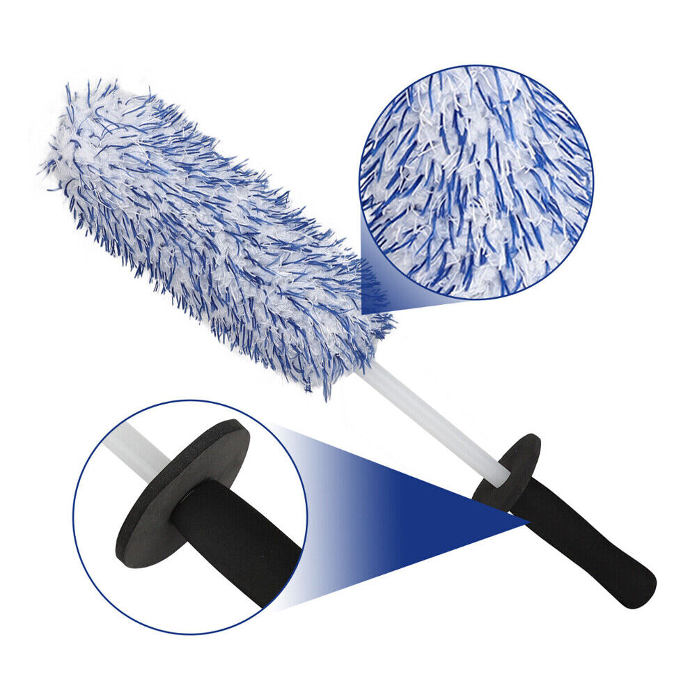 US 1-2 Pcs Microfiber Car Alloy Wheel Cleaning Brush Tire Soft Bristle Cleaner