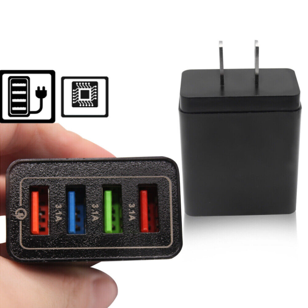 US 2-4 Pack Fast Charging QC 3.0 Wall Charger 4 Ports USB Hub Power Adapter Plug