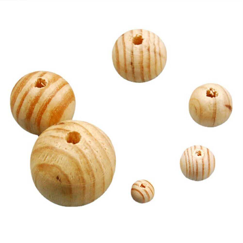 US 1000-2000 Pc Natural Wooden Beads, 8mm Round Polished Loose Beads for DIY