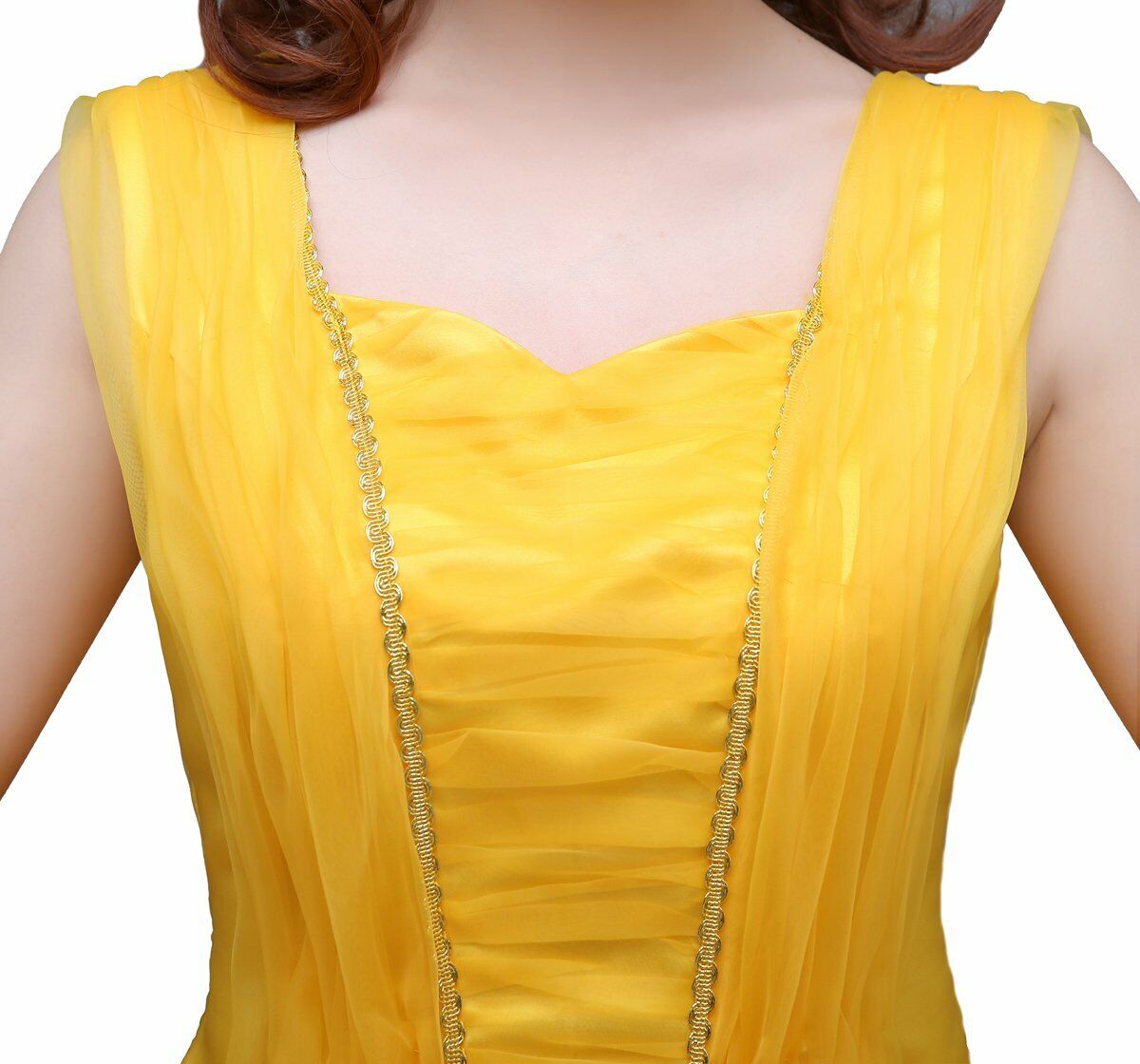 Angelaicos Women's Layered Lace Costume Dress Prom Ball Gown Long Yellow