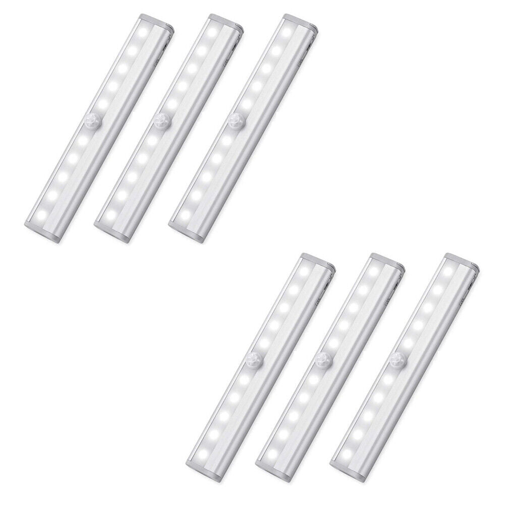 US 10 LED Motion Sensor Closet Lights Cordless Under Cabinet Lightening Bar