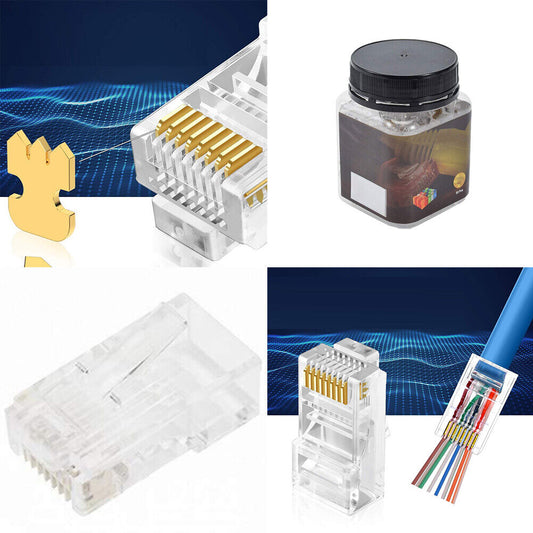 US 200 Pack Cat6 Pass Through EZ RJ45 Connector End Modular Plug UTP  Cables