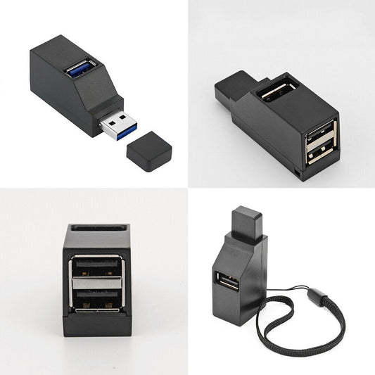US 2-4 Pc 3 Port USB 3.0 Hub Portable High Speed Splitter Box For PC Laptop