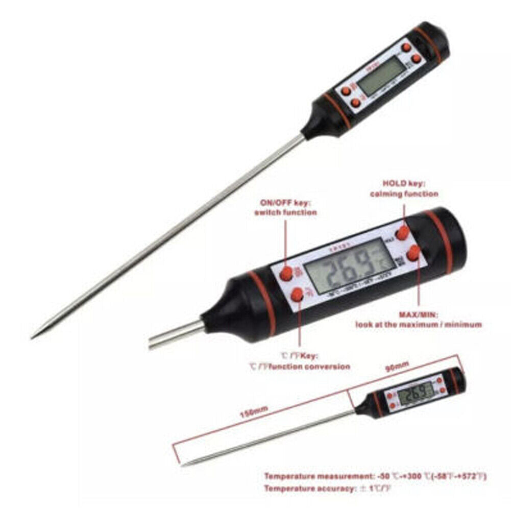 US 3-6 Digital LCD Instant Read Probe Meat Thermometer Baking Grill BBQ Cooking