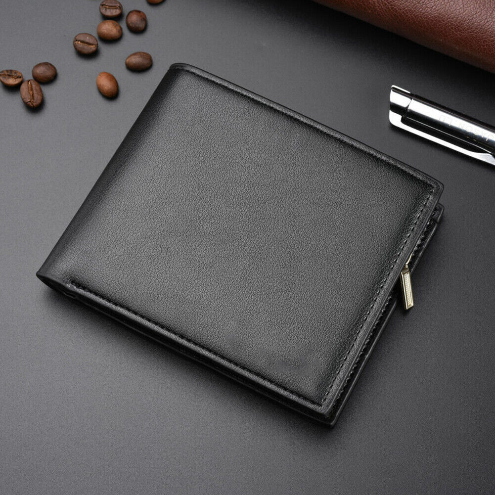 US1-2Pc Men's Bifold Leather Wallet With ID Window Credit Card Holder Slim Purse