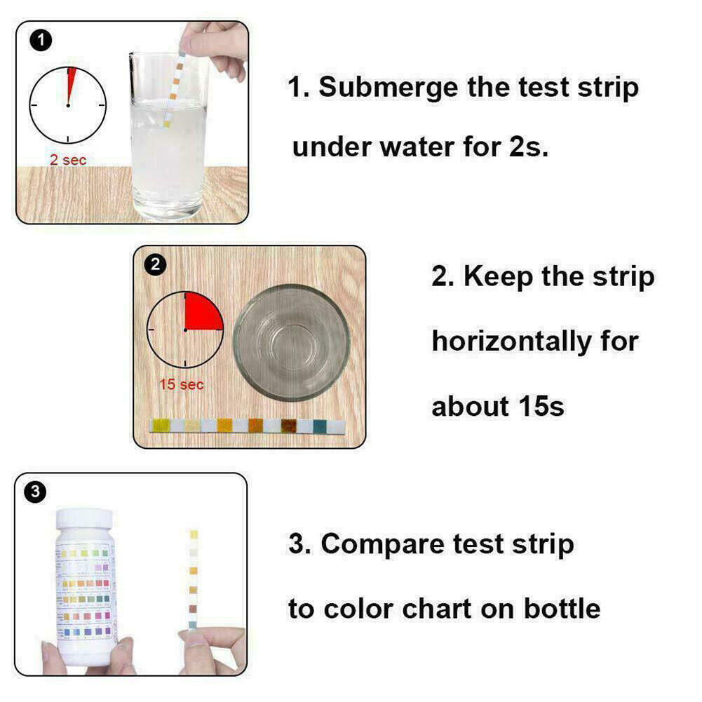 US 100-200 Pc 6IN1 Chlorine Dip Pool Test Strips Swimming Pool Spa PH Tester Kit