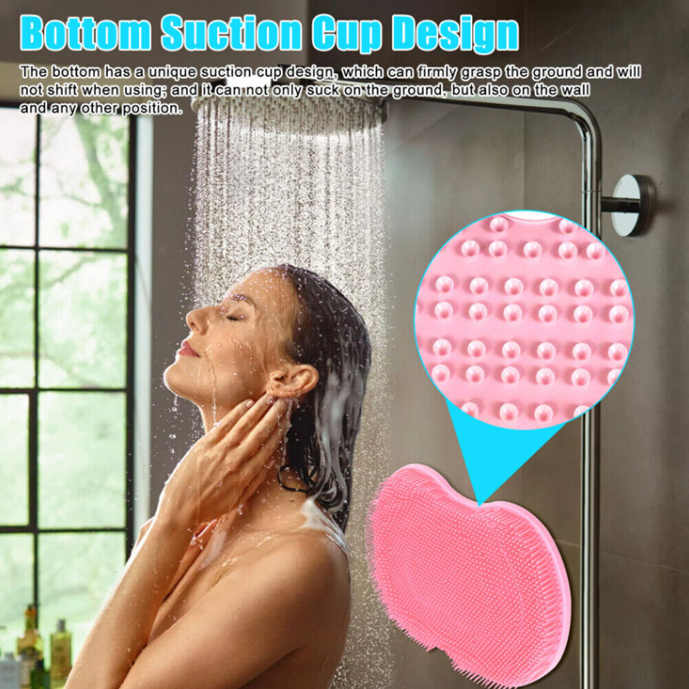 US 1-2 Pcs Shower Foot Back Scrubber Silicone Bath Massage Pad Body Wall Mounted