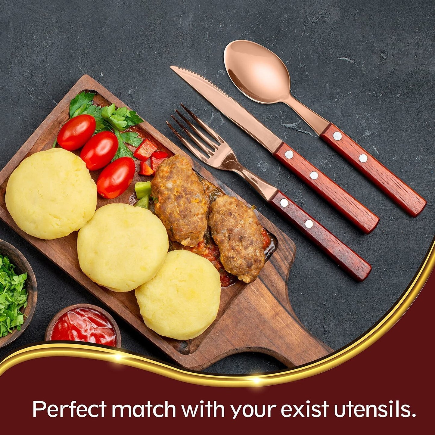 Reusable Camping Travel Utensils with Carrying Pouch， Flatware Set of Stainless
