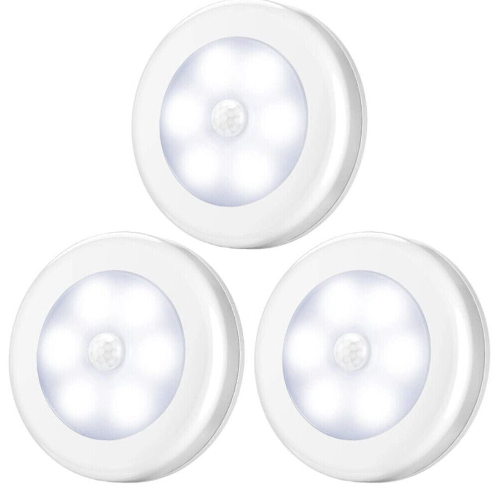 US 4-8 Pcs Motion Sensor Light Closet Battery Powered LED Night Step Indoor Wall