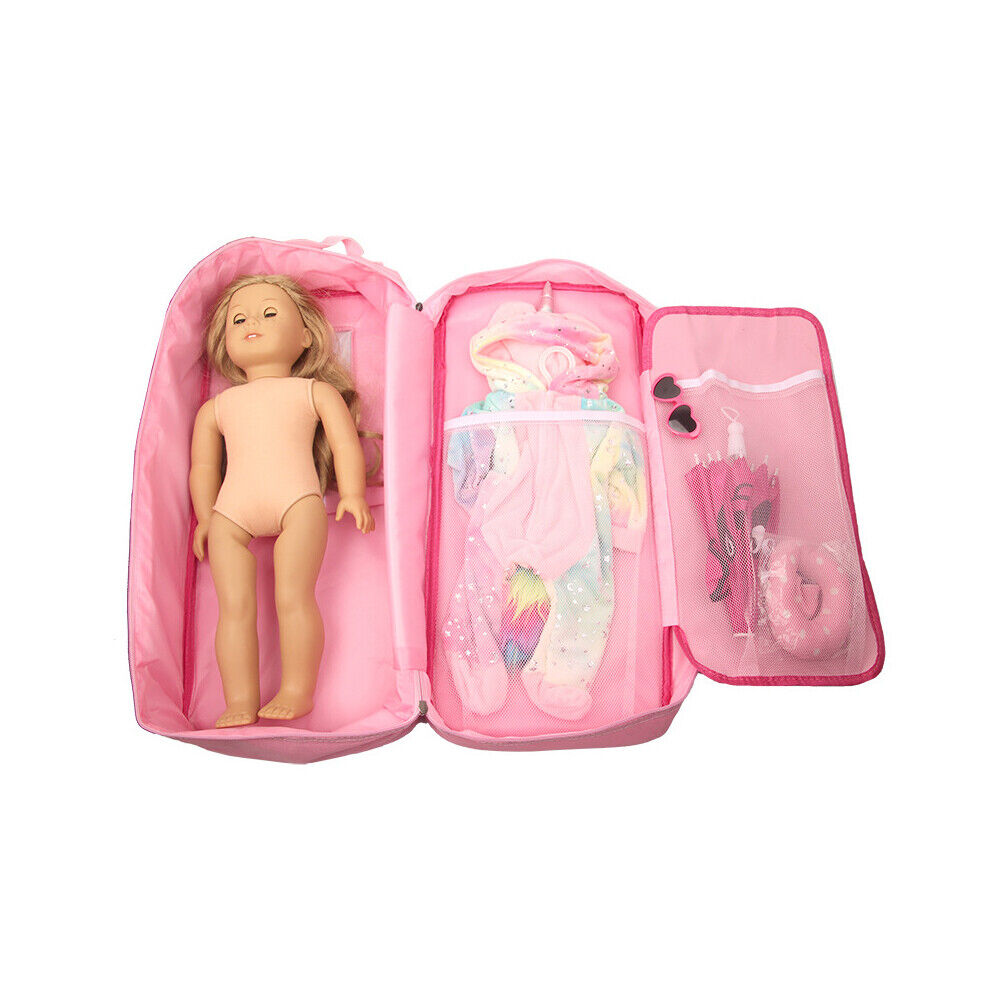 US 18-inch Doll Case Carrier Suitcase Storage Travel for American Girls Doll