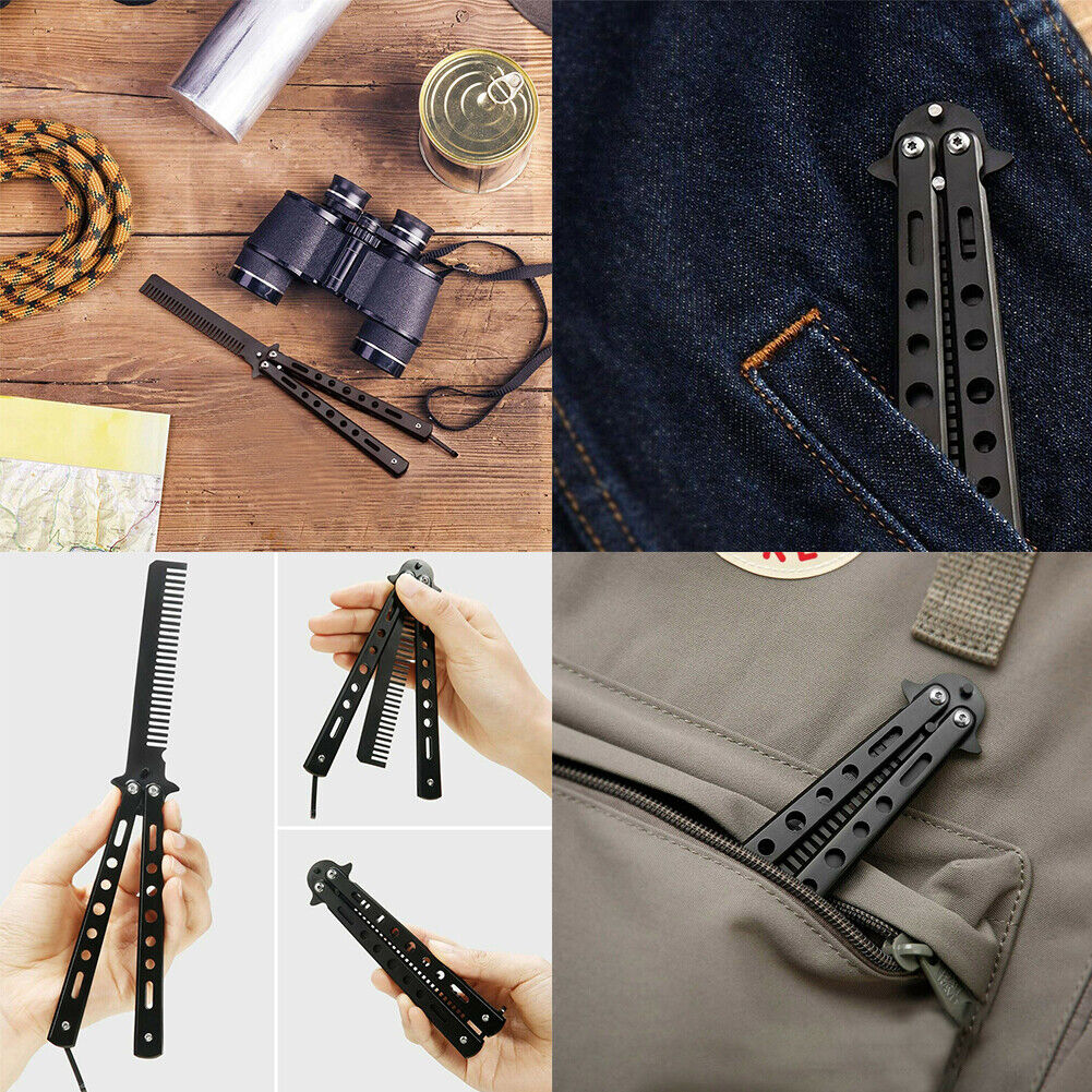 US 1-2 Pack Butterfly knife Practice Martial Swords Steel Metal Folding Training
