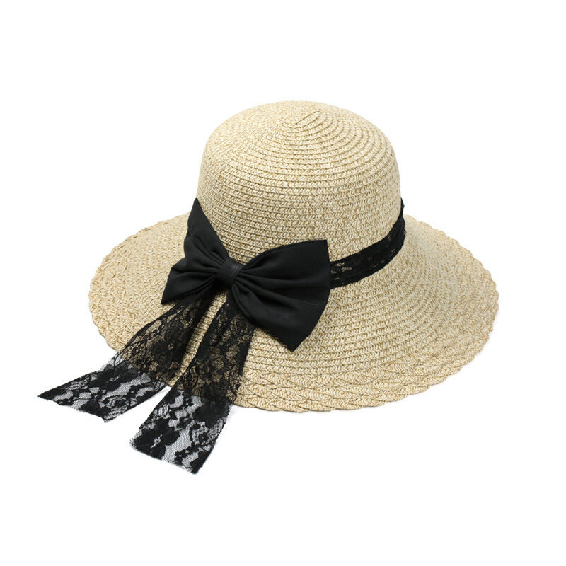Magik Straw Hat Vintage Ladies Derby Summer Beach Large Brim Sun Caps UPF 50+