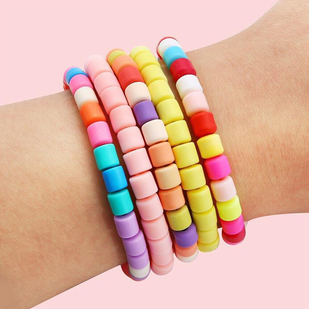 US 10-20Strand 610Pc Vinyl Spacer Cylinder Polymer Clay Bead Handmade DIY Making