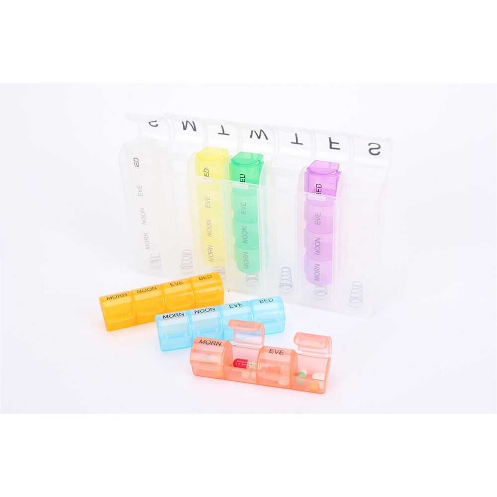 US 2-4 Pack Weekly Pill Organizer Planner 7 Day Container Medicine Pop Up