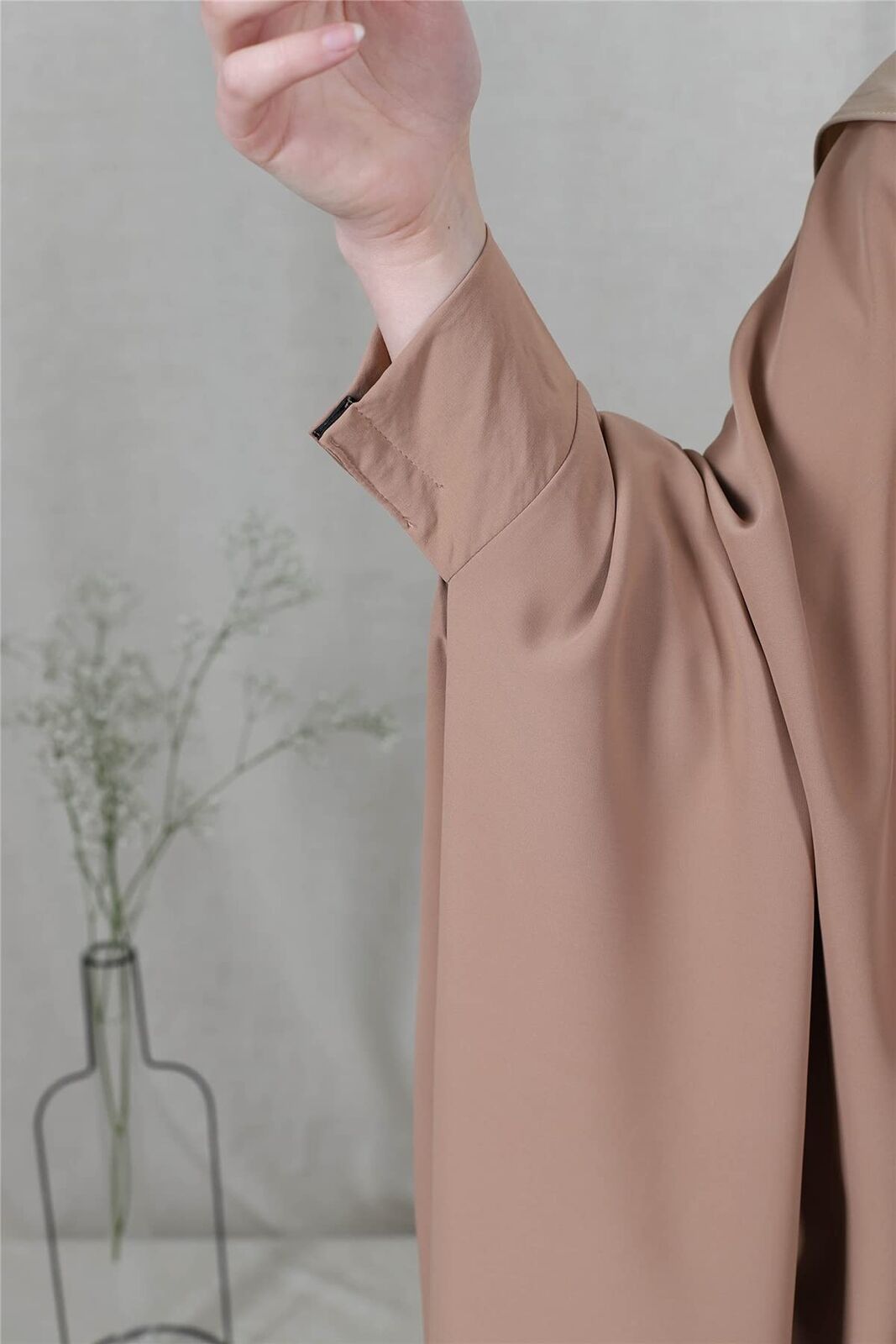 Women Muslim One-Piece Loose Crewneck Long Dress  Plus Thobe with Zipper