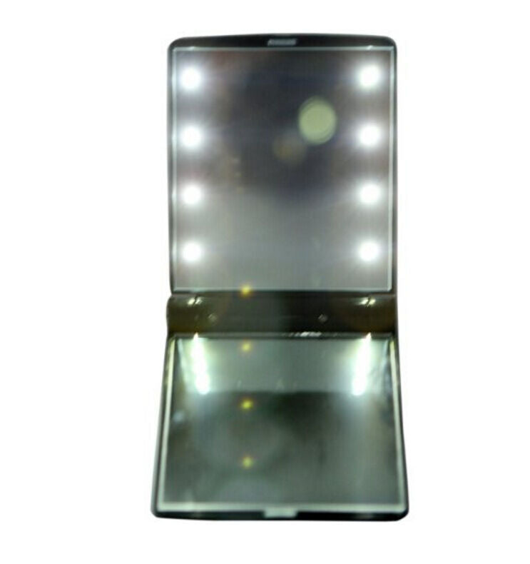 Makeup Cosmetic Folding Portable Compact Pocket Mirror with 8 LED Lights Lamps