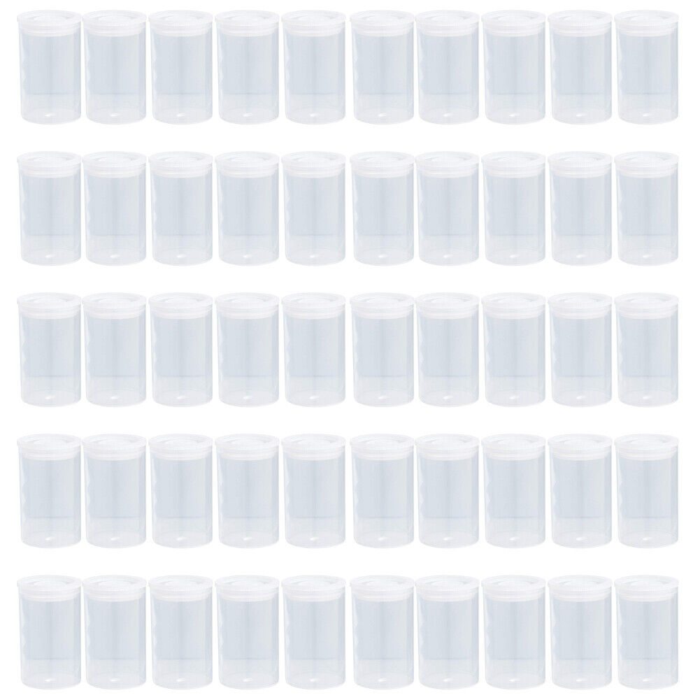 US 50-100 Pack Clear Film Canisters with Caps for 35mm Storage Small Accessories