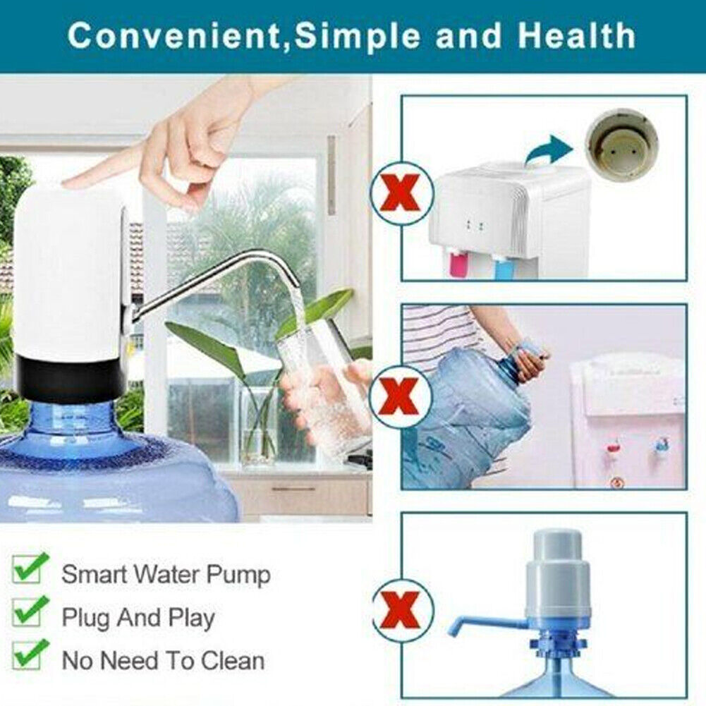 US 2-4 Pack Electric Water Bottle Pump USB Charging Automatic 5 Gallon Dispenser