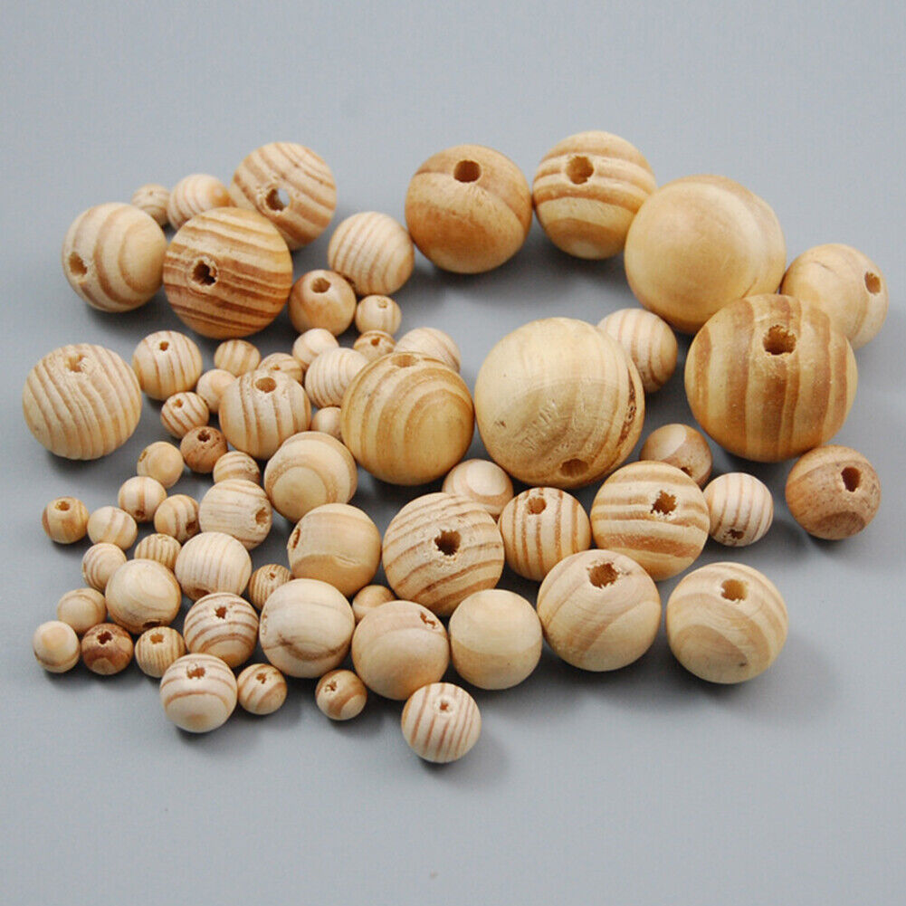 US 1000-2000 Pc Natural Wooden Beads, 8mm Round Polished Loose Beads for DIY