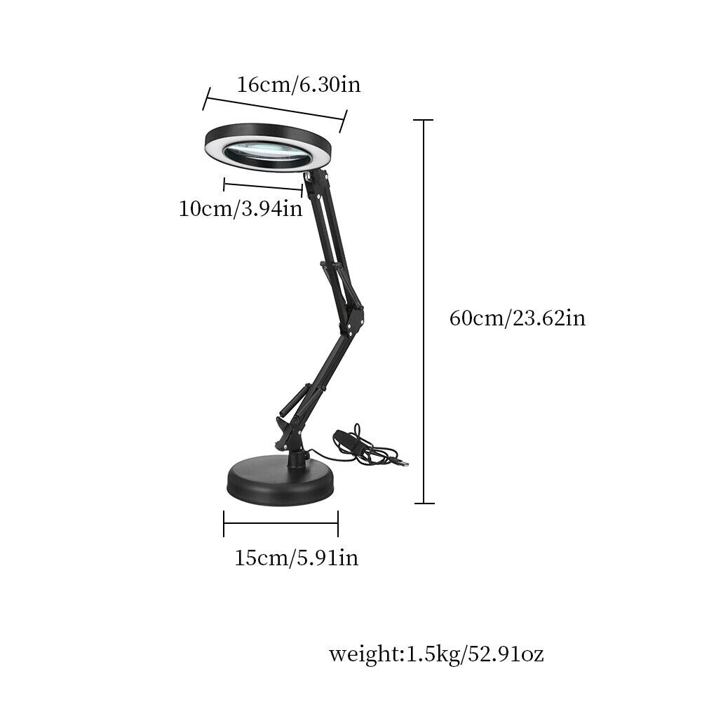 US 1-2 Pcs 10X Magnifying LED Glass Stand Crafts Welding Base Clamp Close Work