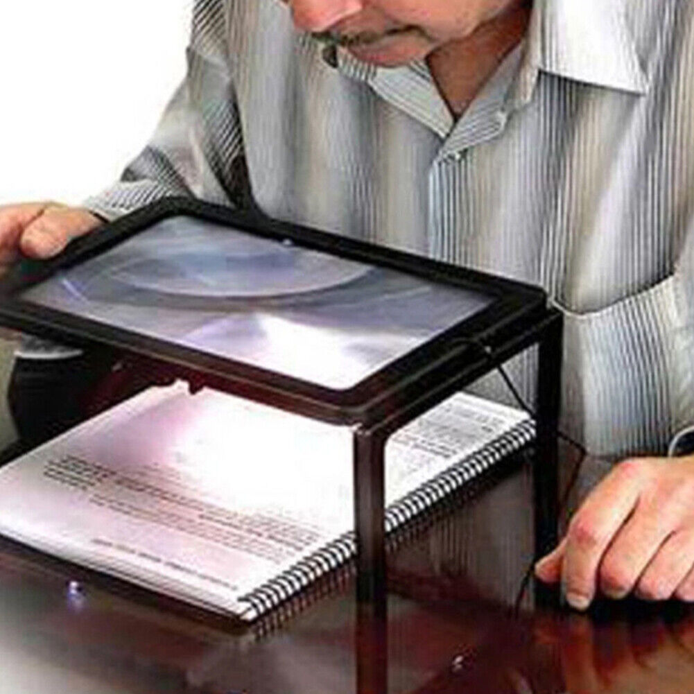 US 1-2 Pcs Magnifier LED Lighted Illuminated Foldable Desktop Portable For Elder
