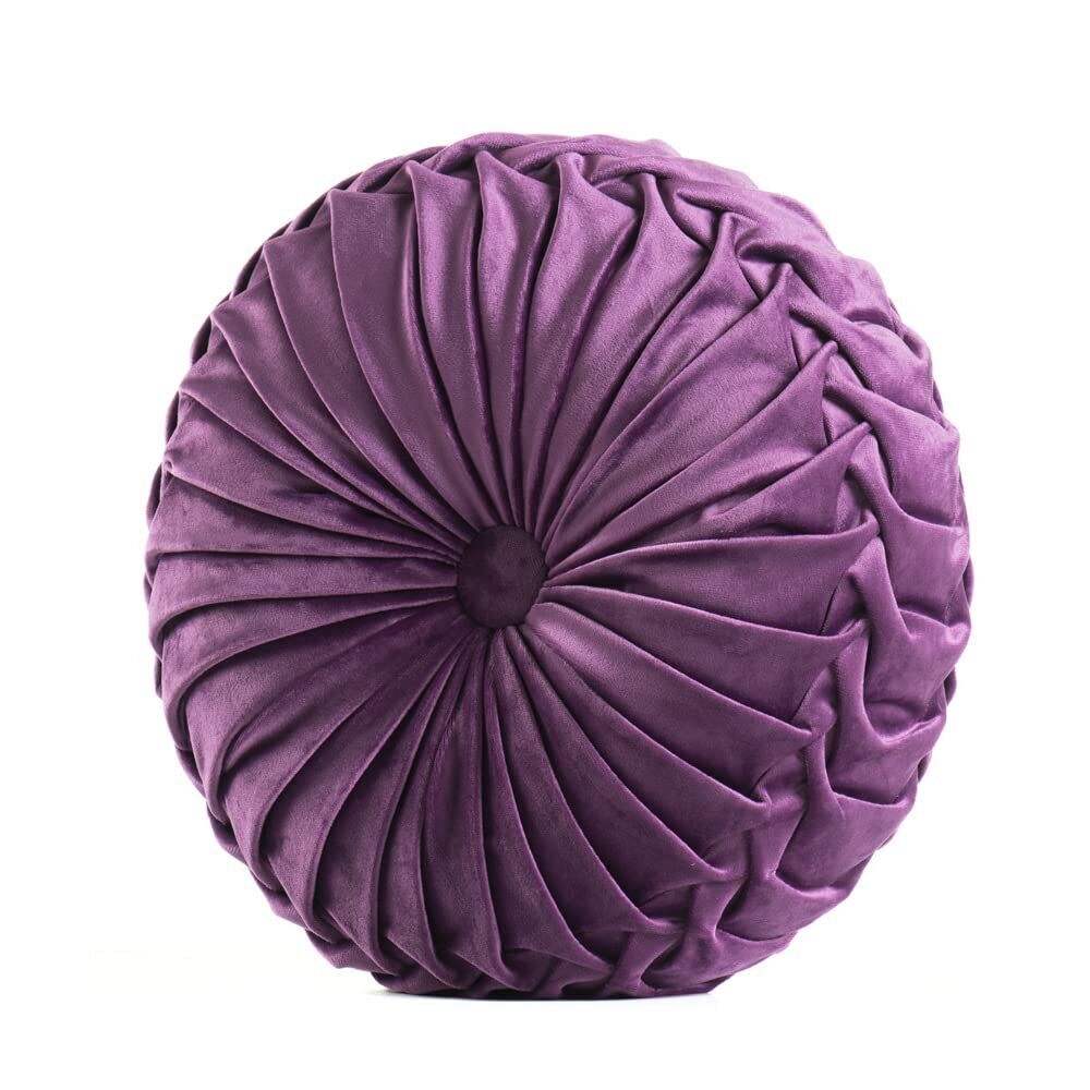 Round Throw Pillow Round Velvet Pillow Pleated Round Filled Pillow