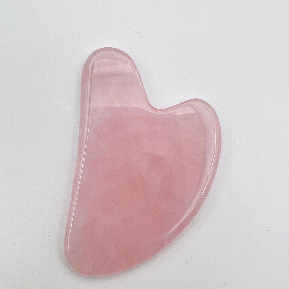 US 2 Pc Rose Quartz Gua Sha Massage Crystal Stone Tool Approx 60x80mm
