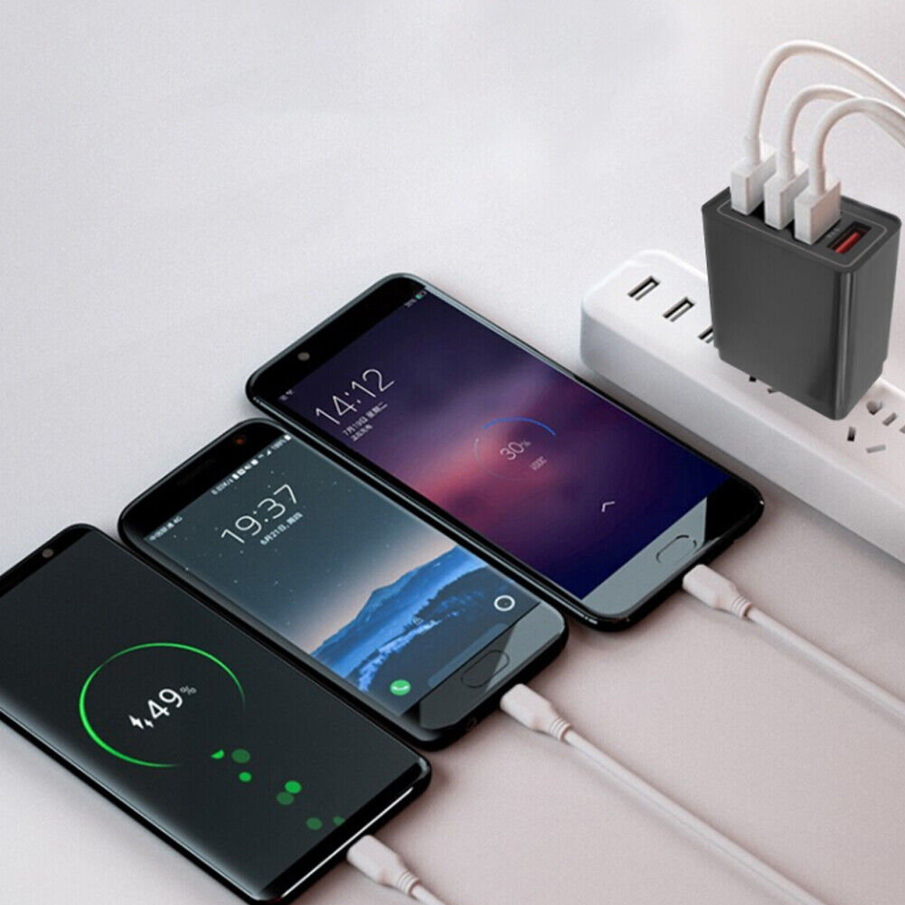 US 2-4 Pack Fast Charging QC 3.0 Wall Charger 4 Ports USB Hub Power Adapter Plug
