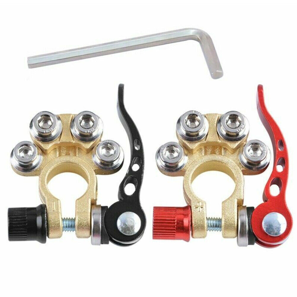 US 2-4 Pcs Car Battery Terminals Connector Clamp Quick Release Adjust Disconnect