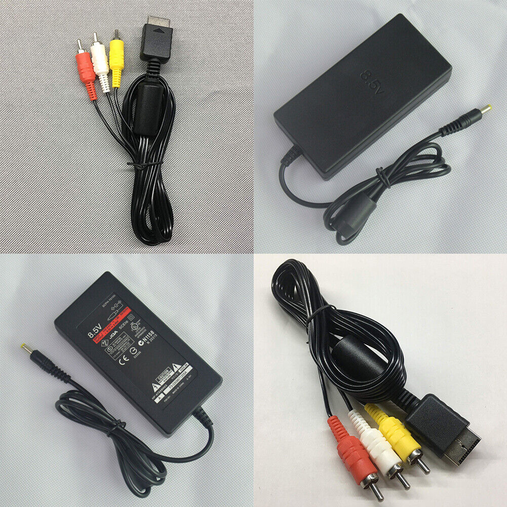 US4-8Pc Power Supply AV TV Cable For Sony Playstation 2 PS2 Slim Charger Adapter