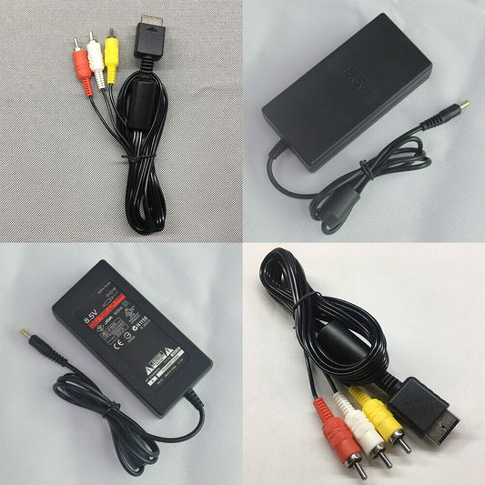 US4-8Pc Power Supply AV TV Cable For Sony Playstation 2 PS2 Slim Charger Adapter