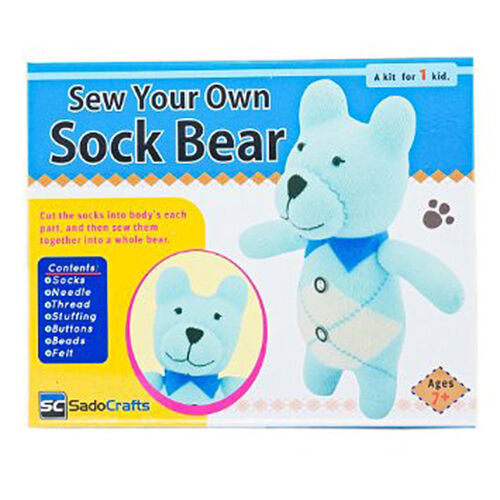 SadoCrafts Sock Sew Your Own Sock Doll Sewing Craft Kit Sew Bear Cow Dog