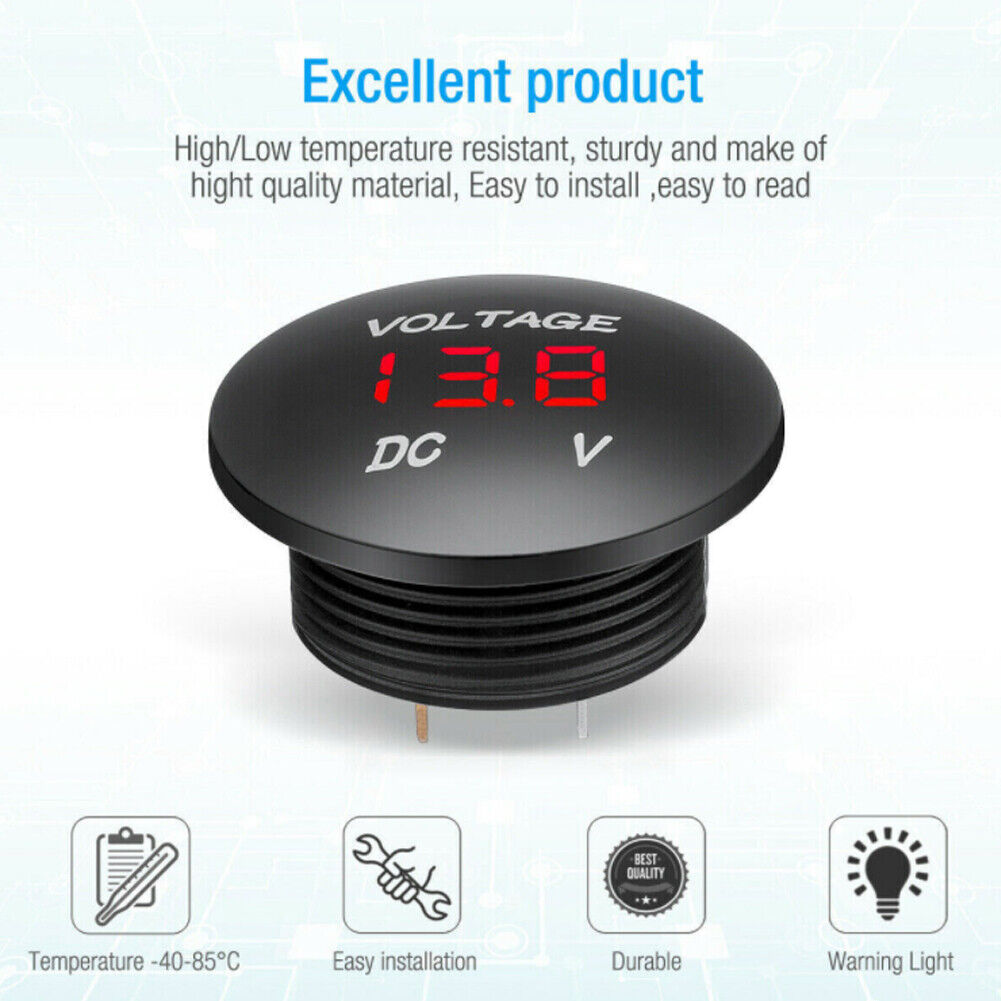 US 2-4 Pack Waterproof Mini Digital Display Voltage Meter DC 12V-24V Car Marine
