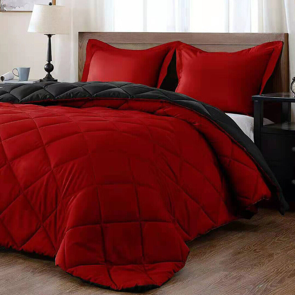 US 3-Piece Down Alternative Hypoallergenic 3-Piece Reversible Comforter Set