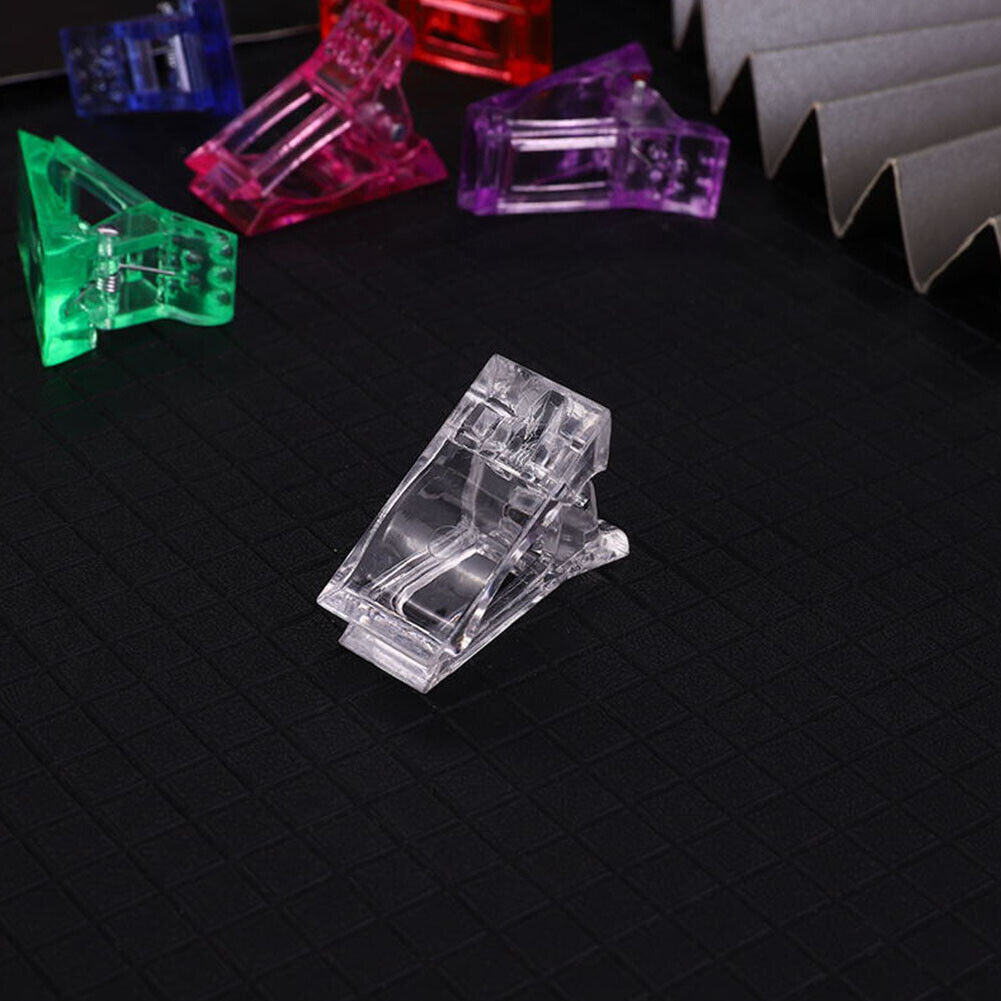 US 20-40 Pc Clear Poly Nail Gel Tips Clip for Quick Building Extension DIY Clamp