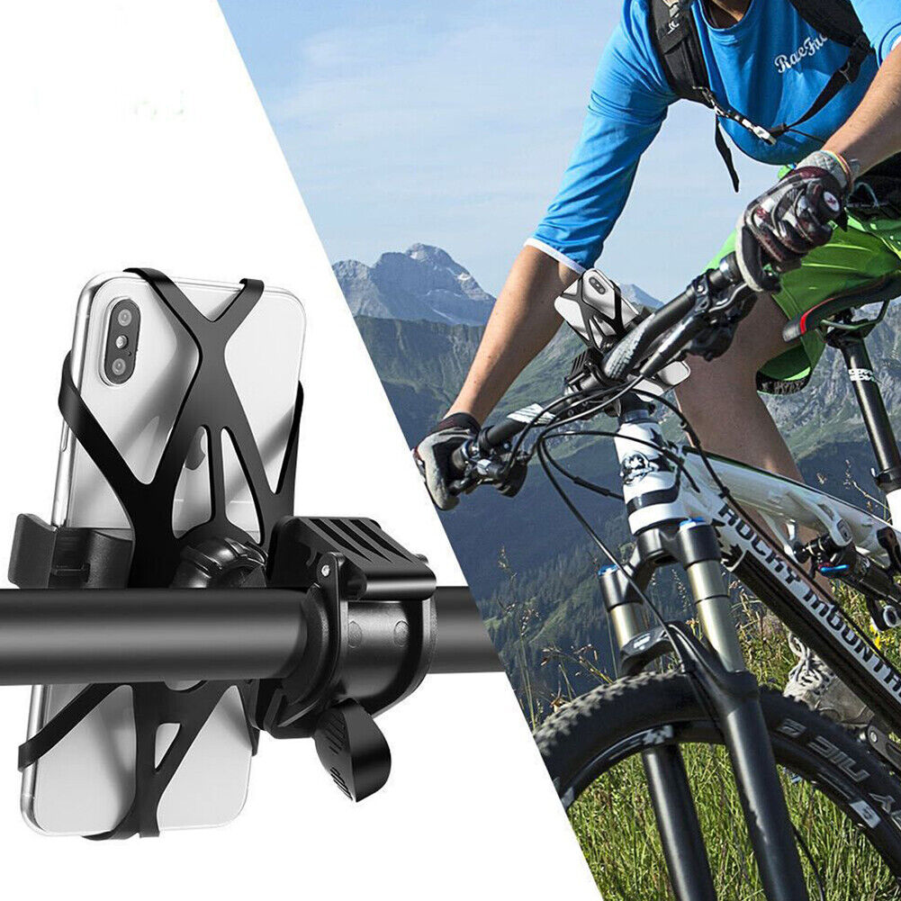 US 2-4 Pc Cell Phone Silicone Mount Holder GPS Motorcycle MTB Bike Bicycle 360