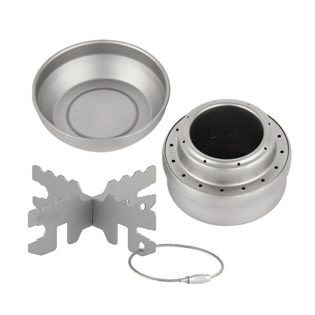 US 1-2 Titanium Portable Camping Hiking Alcohol Stove Cross Burner w/ Lid Stand