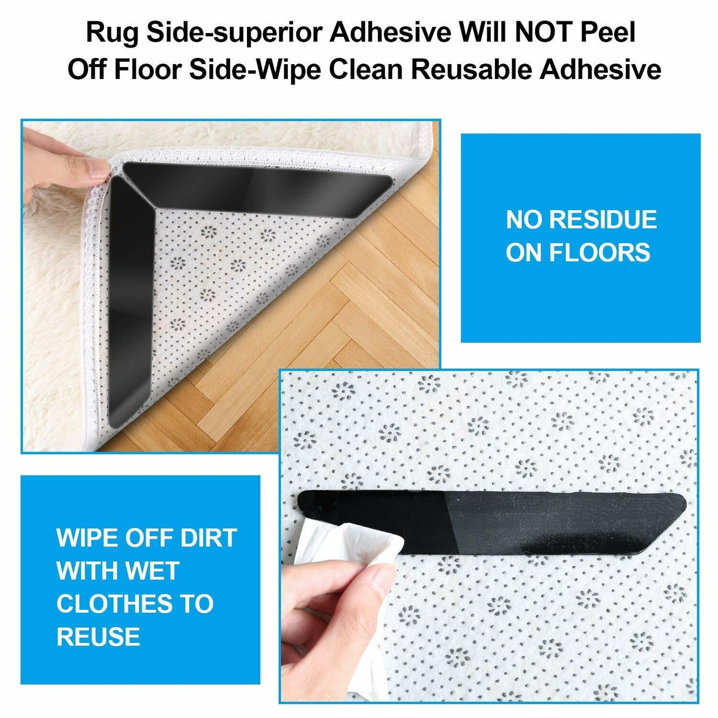 Rug Gripper Anti Slip Carpet Gripper Pads to Keep Rugs in Place Flat Renewable