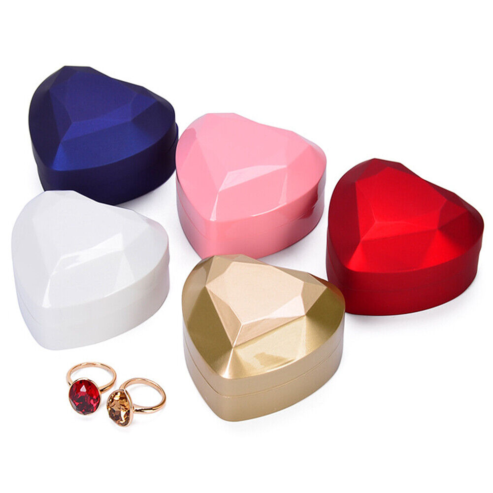 US 1-2 Diamond Ring Box LED Light Velvet Jewelry Gift Wedding Proposal Organizer