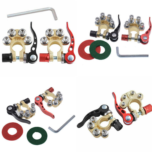 US 2-4 Pcs Car Battery Terminals Connector Clamp Quick Release Adjust Disconnect