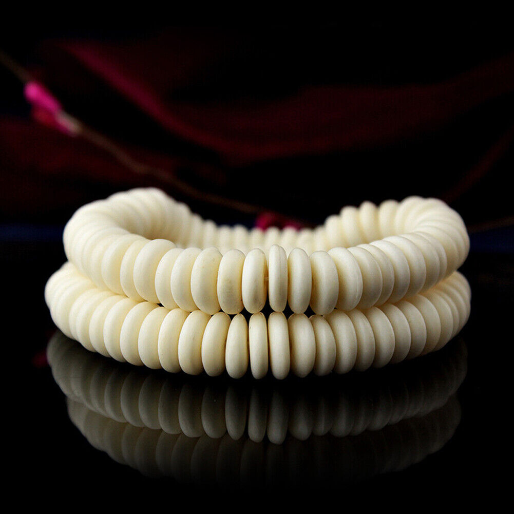 US 100 Pack BoneBeads White/Off White Ox Flat Disc Rondelle Beads 3*8mm