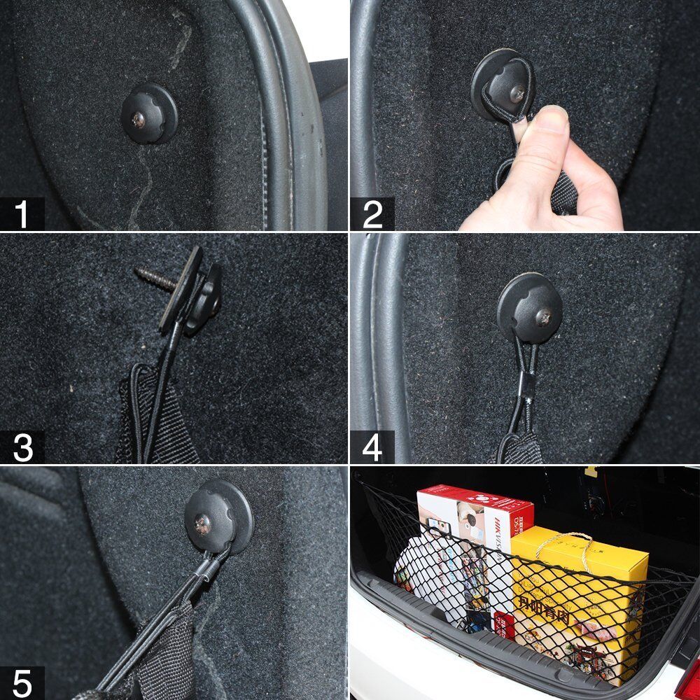 Vehicle Trunk Mesh Cargo Net - Black Universal Fit Cargo Storage Organizer