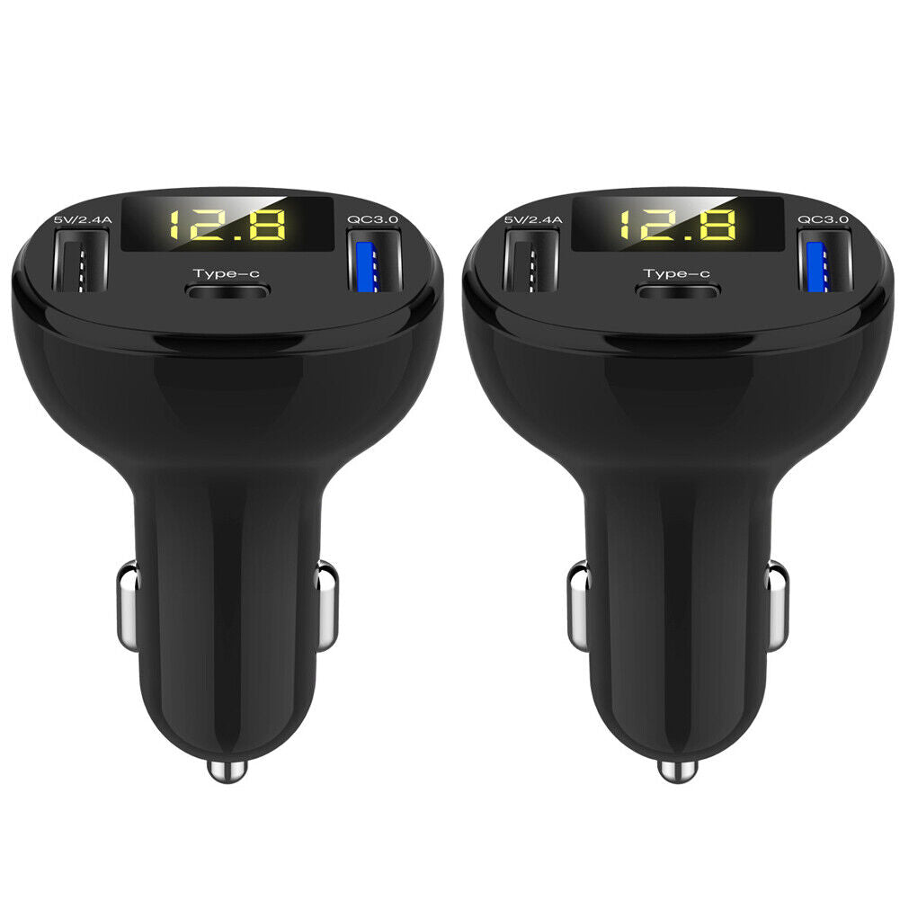 US 2-4 Pack USB Car Charger Safe 3 Ports Super Fast Charging Type C Andriod iOS