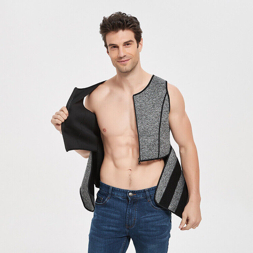 US Men's Sauna Thermo Sweat Waist Trainer Top Vest Suit Body Shaper Belt Corset
