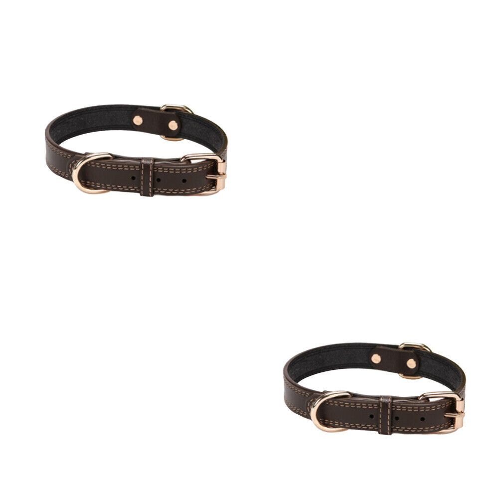 US 1-2 Pack Heavy Duty Full Grain Genuine Leather Dog Collar Strong Hardware Pet