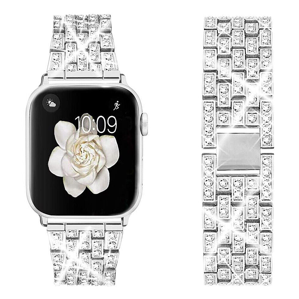 US Luxury iWatch Strap Metal Diamond For Apple Watch Series 1 to 7 38/40/42/44mm