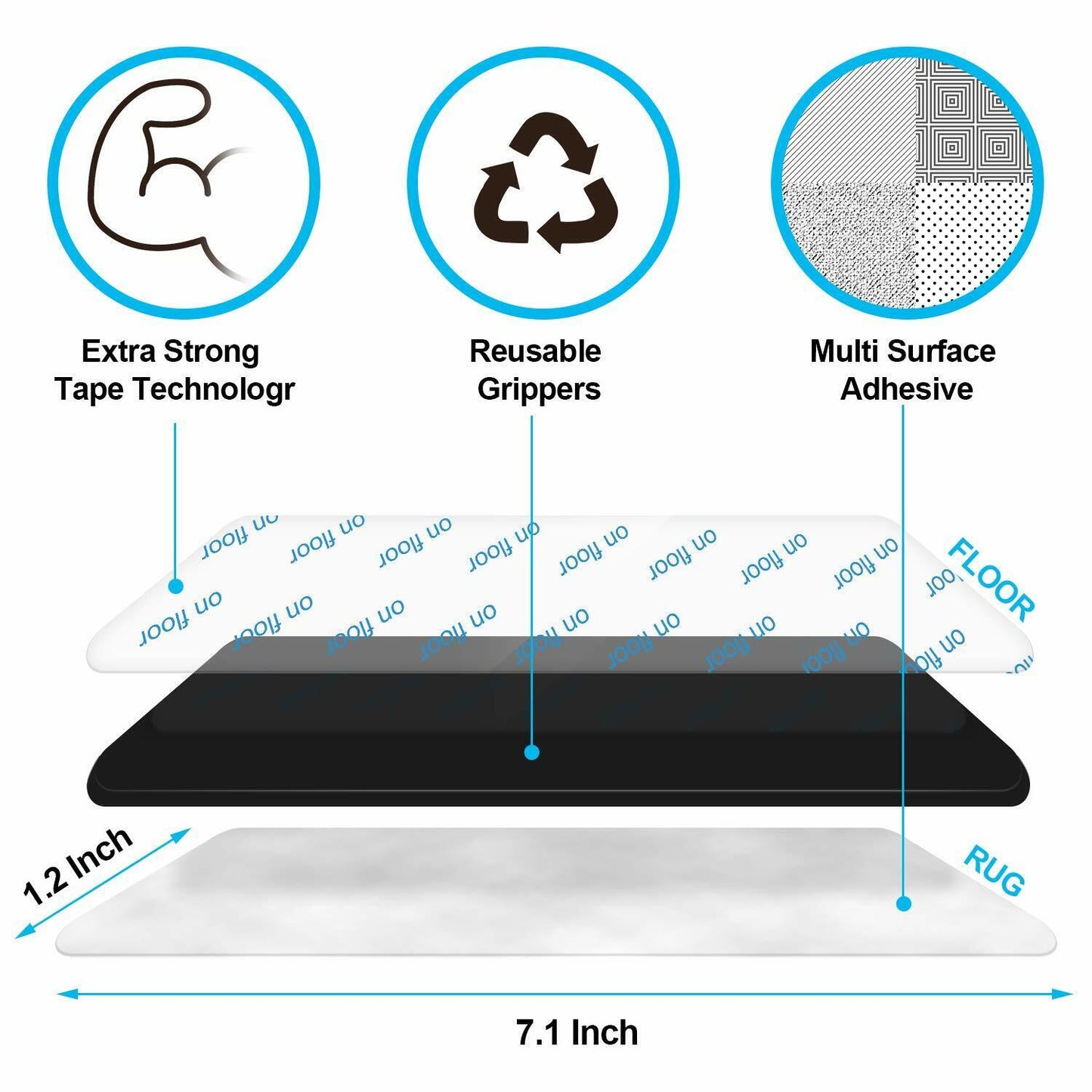 Rug Gripper Anti Slip Carpet Gripper Pads to Keep Rugs in Place Flat Renewable