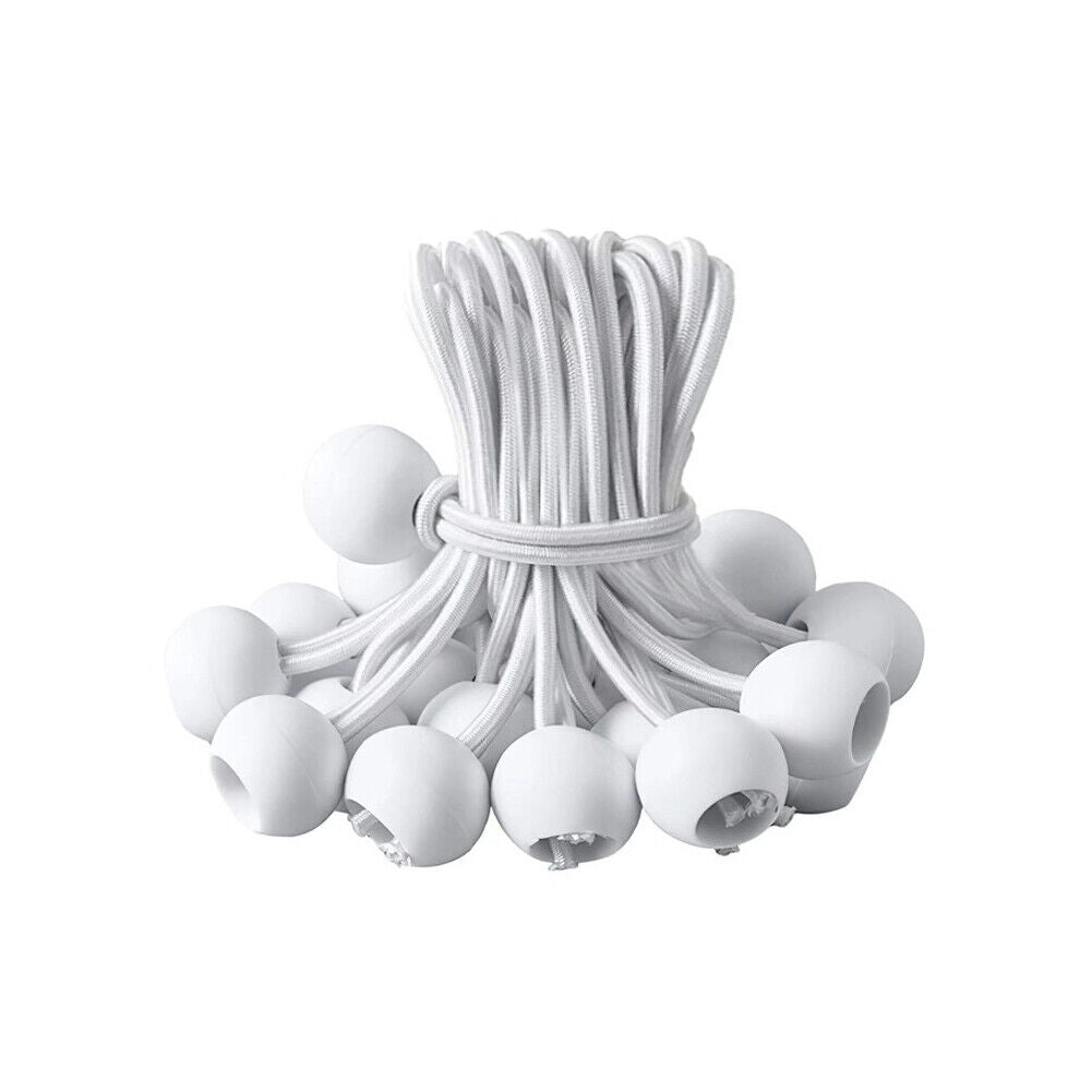 US 6" White Ball Bungee Bungie Cord Heavy Duty Canopy Tarp Tie Downs Straps