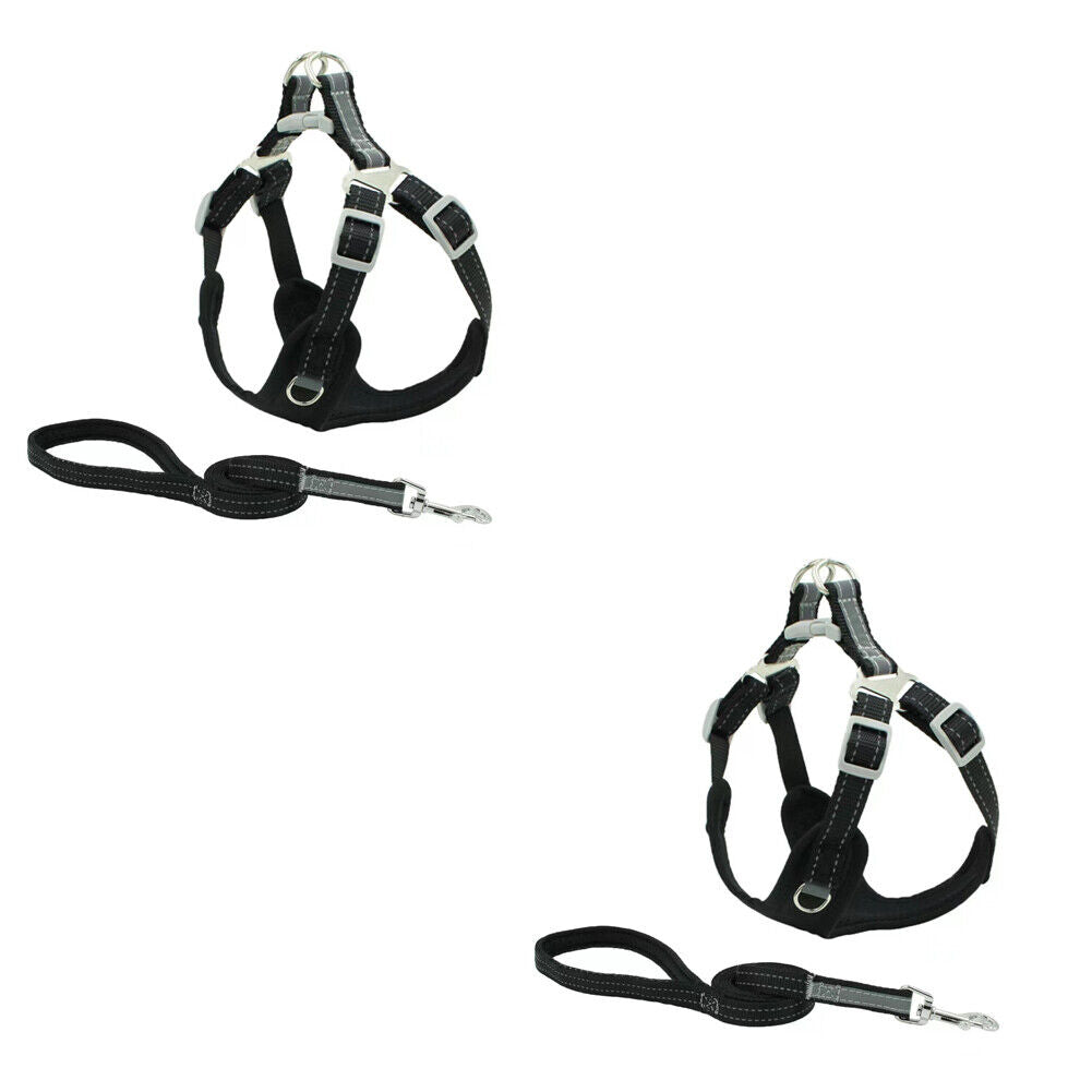 US Reflective Dog Vest Harness Leash Collar Set No Pull Adjustable for XXS-L