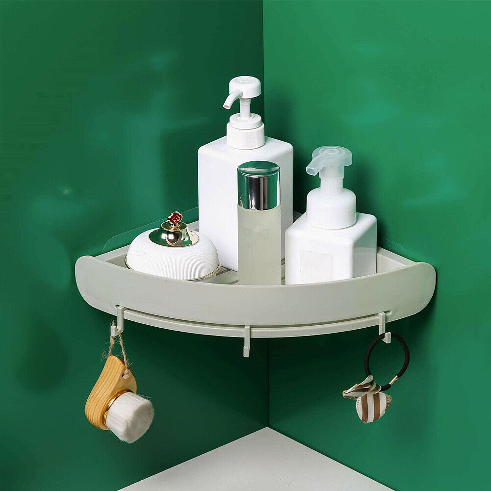 US 1-2Pc Triangular Shower Shelf Corner Storage Rack Bathroom Organizer Holder